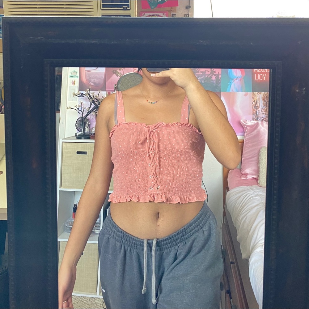 Cute polka dot pink top